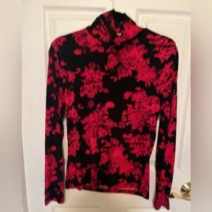Floral Red and Black Women's Top